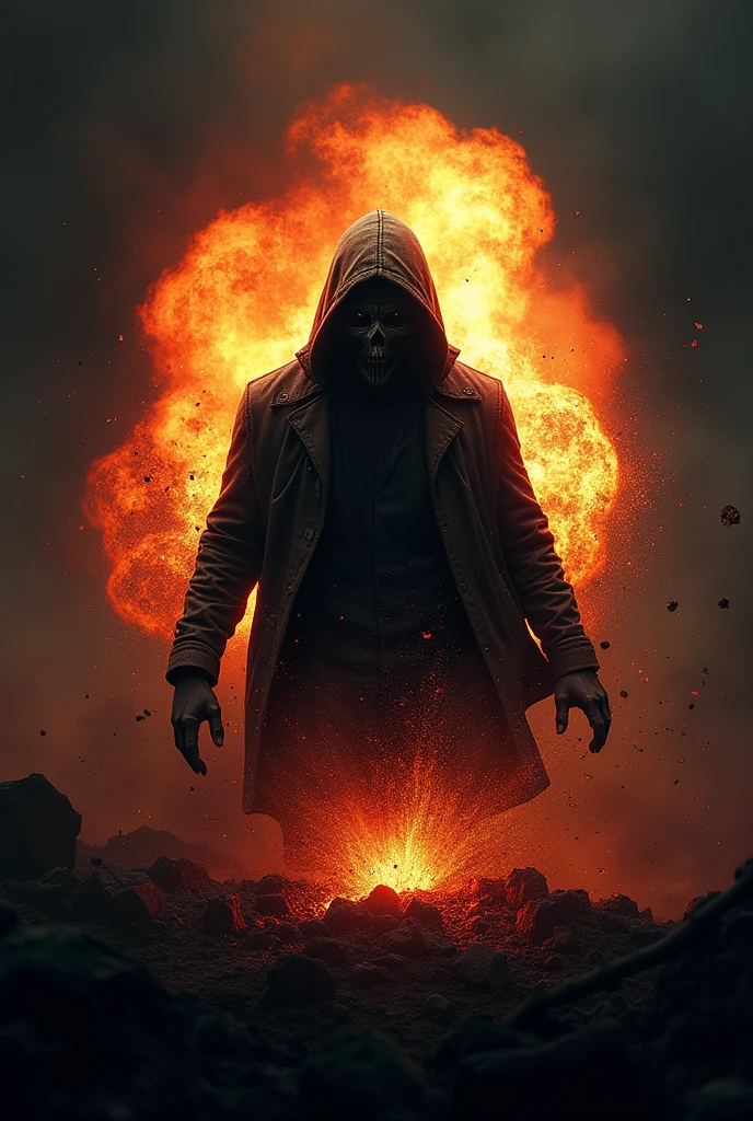 create a logo for dynamite it want to be realistic and it is blasting with a masked man