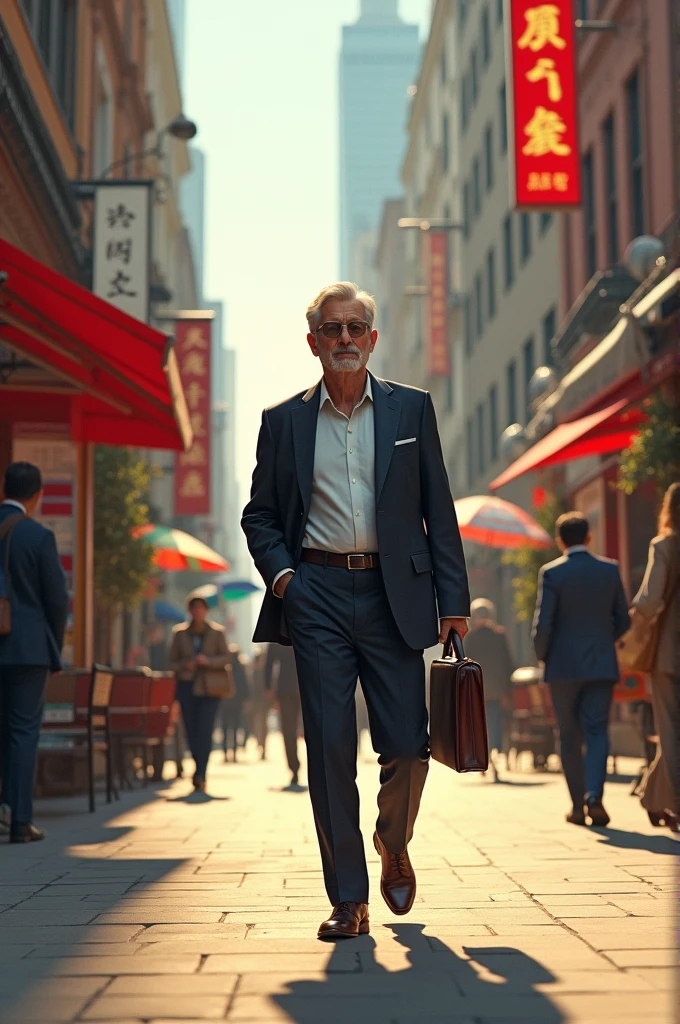 Homme qui marche dans la rue 