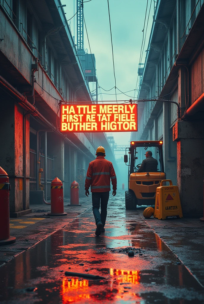 4. Slogan: "Stay Alert, Don’t Get Hurt"
Design Idea:
A scene showing potential workplace hazards, like a wet floor or a forklift in operation, with a worker carefully avoiding these dangers.
The slogan could be in a vibrant color to grab attention, with "Stay Alert" on top and "Don’t Get Hurt" below the image.