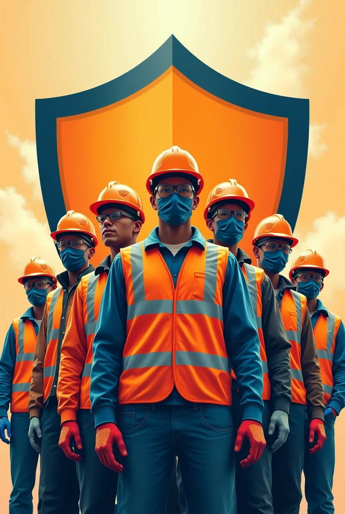 5. Slogan: "Protect Yourself, Protect Your Team"
Design Idea:
A group of workers in various roles, all wearing the appropriate safety gear for their jobs.
A large shield in the background, symbolizing protection.
The slogan could be wrapped around the shield, emphasizing the collective responsibility for safety.
These concepts can be translated into eye-catching posters using a combination of strong visuals, clear and direct messages, and a layout that is easy to understand at a glance.