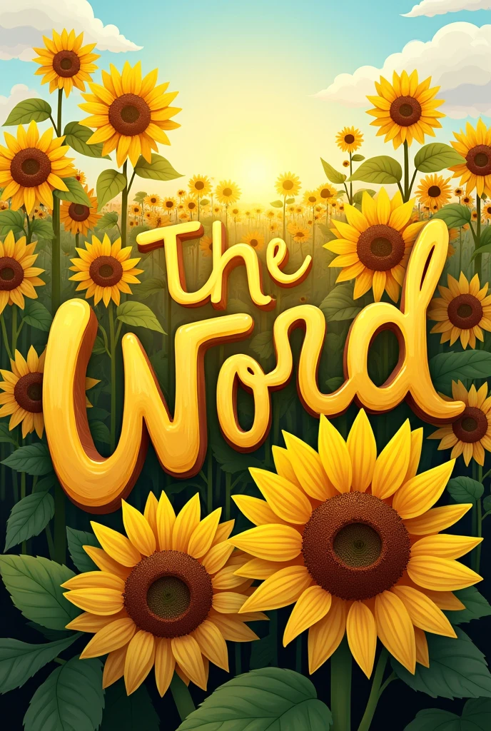 An English word depicted with sunflowers
I