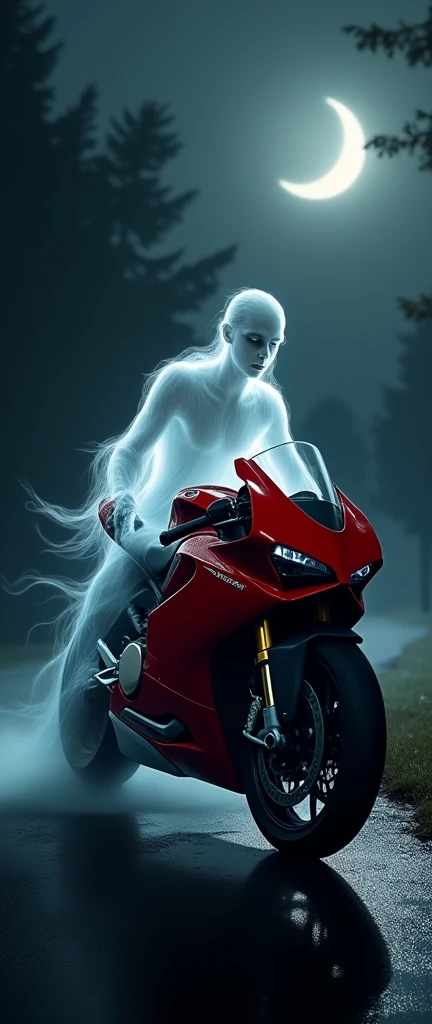 Ducati panigale V4s with a ghost on night