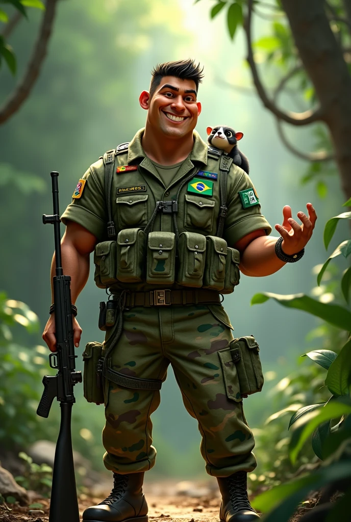 Get inspired by Disney Pixar characters and create a Brazilian army soldier in camouflage clothing
