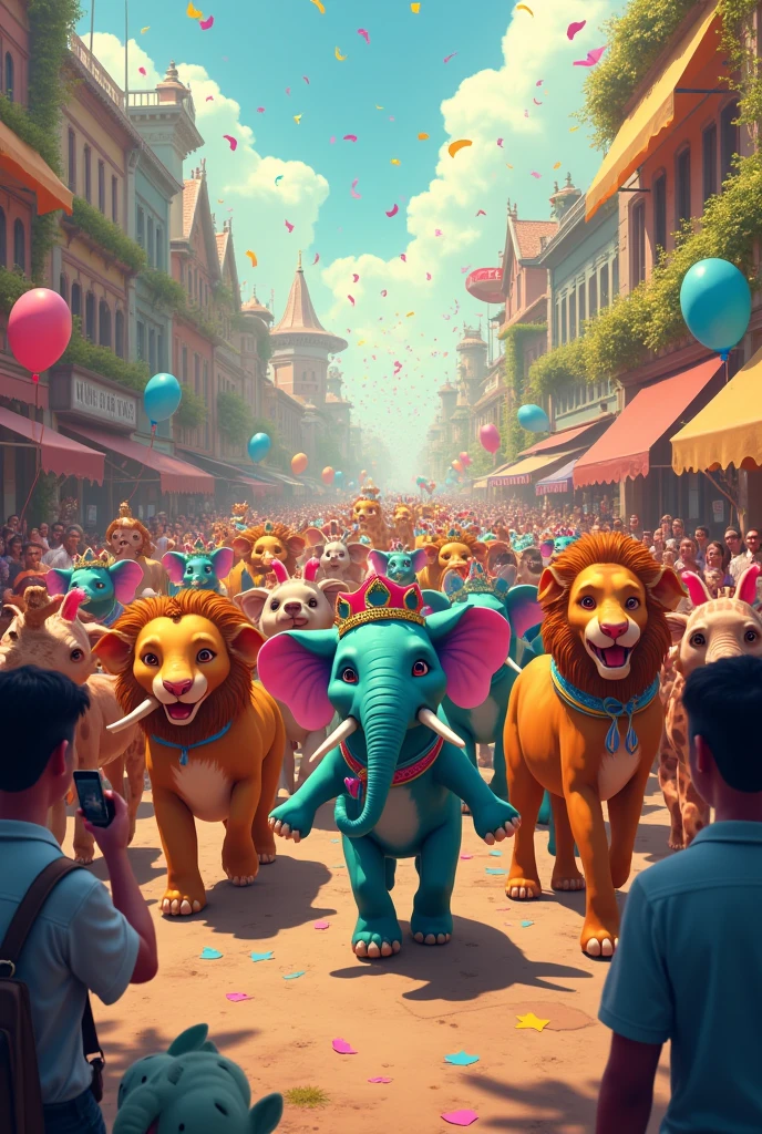 Join the animal parade marching stomping all around making joyful sound