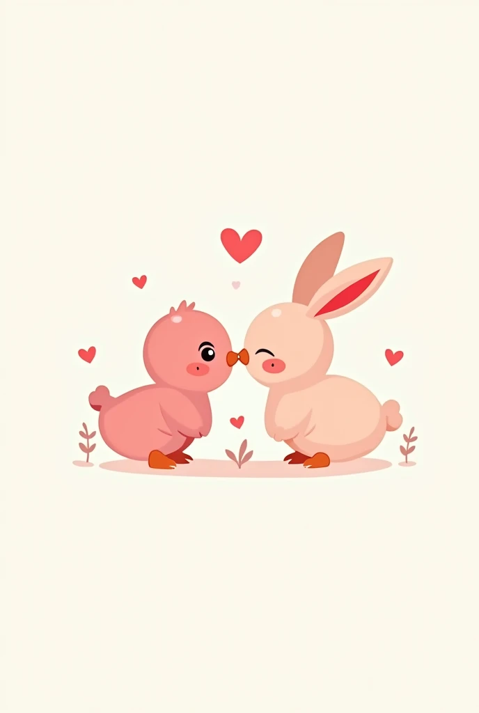 logo design "pink duck and rabbit kissing"