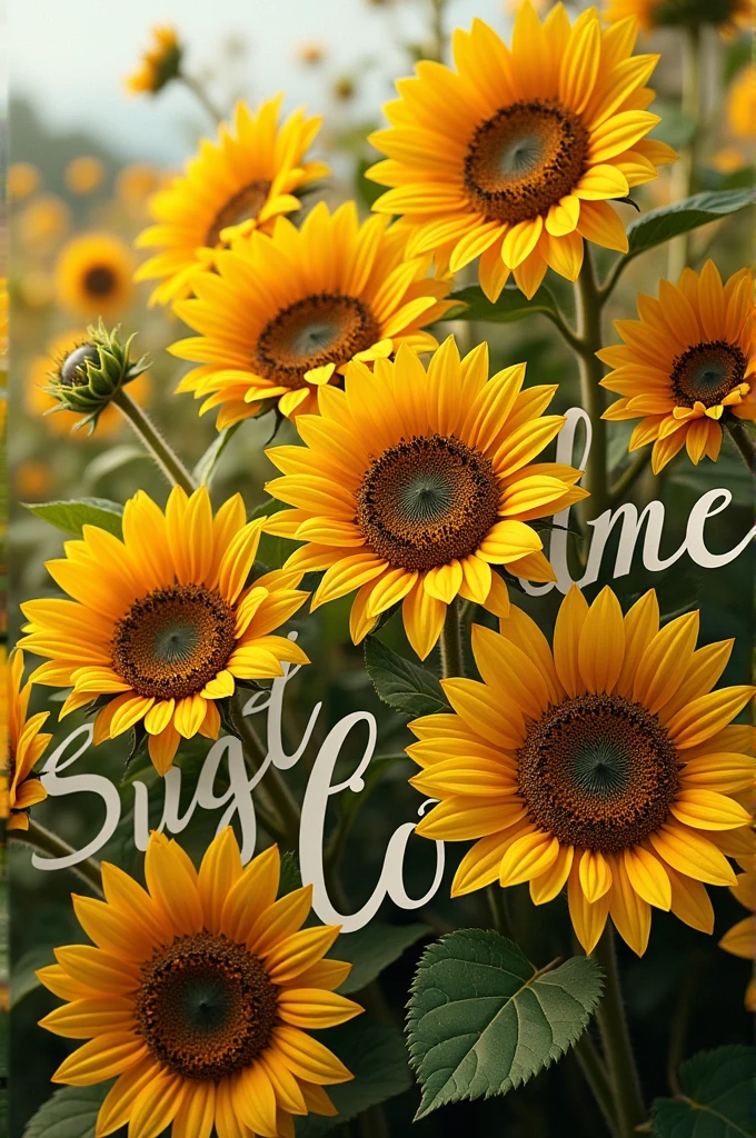 An English word depicted with Sunflowers -S