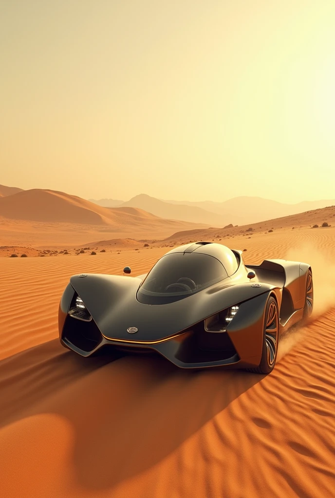 (masterpiece), (Highest quality), (Super Detail), Car Design、Just walk straight through the desert where there aren't even any tracks, someday surely, surely, you'll reach it with your hands, our horizon, our horizon, our horizon、