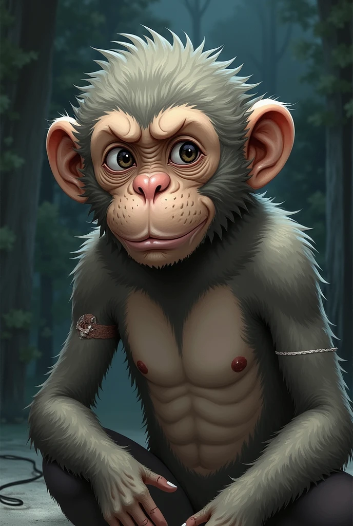 Cheeky and unique albino monkey confidently displaying his middle finger to the screen