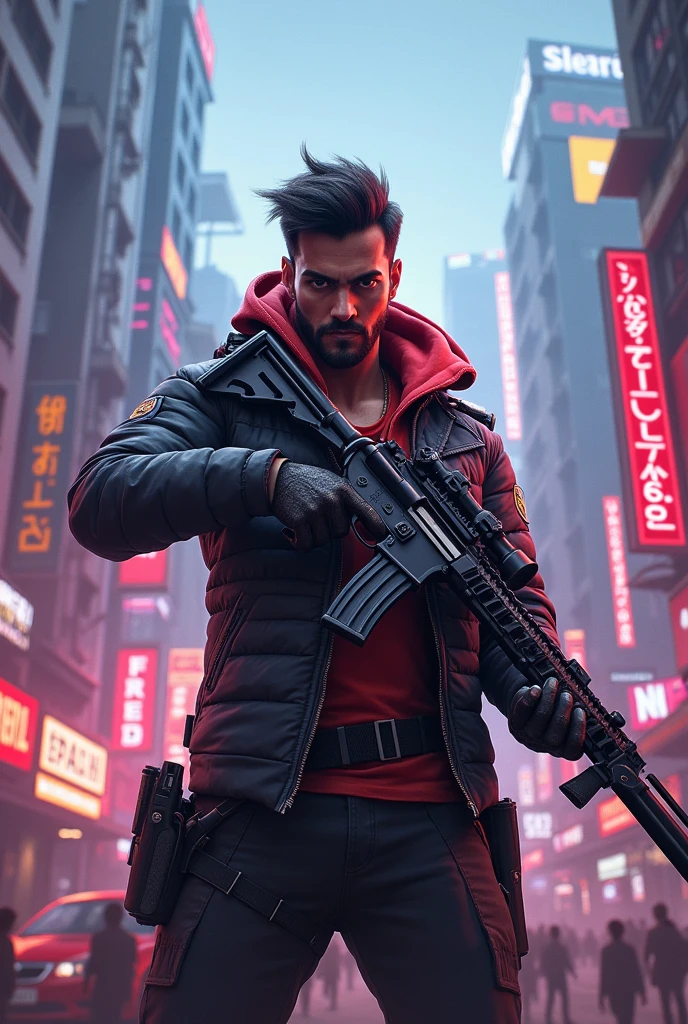 Make baground photo for gamer of free fire with my name subash hero