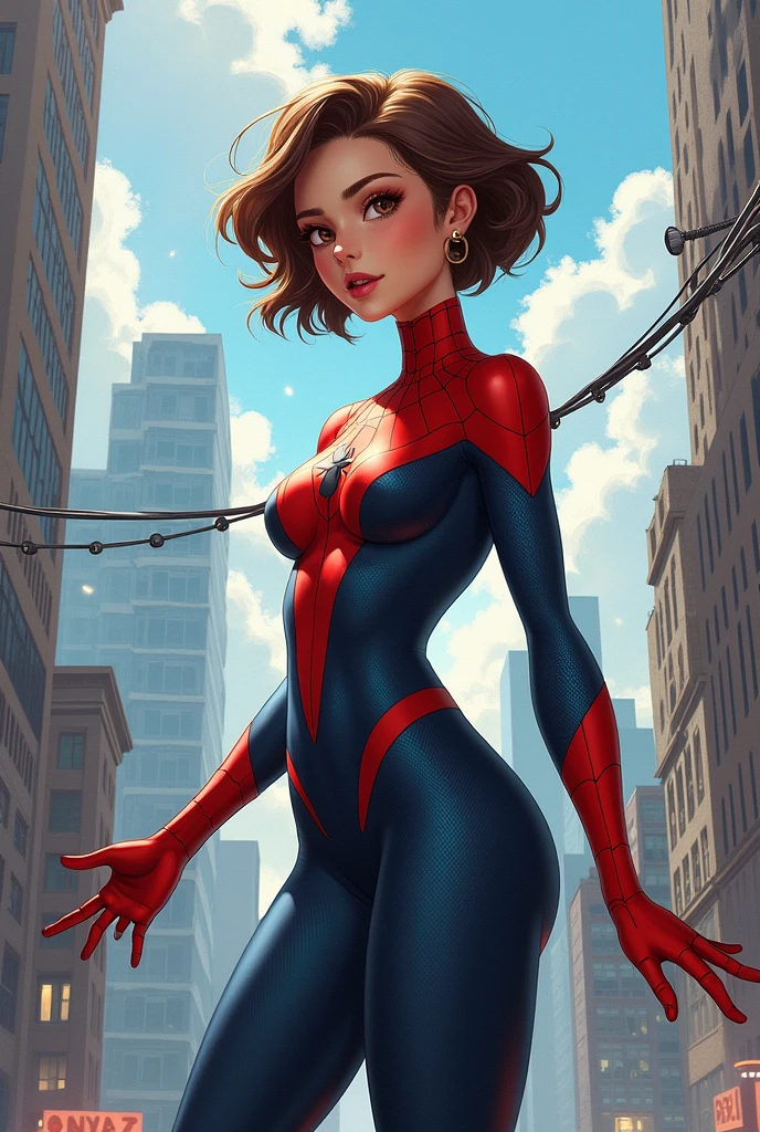 Spider girl, short brown hair