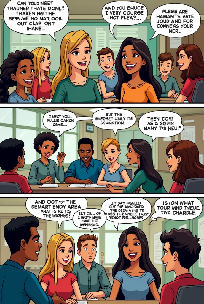 Create a comic book inviting teachers to the 3rd Humanities Training on October 20, 2024 at 6 pm. Dialogues in Portuguese 
