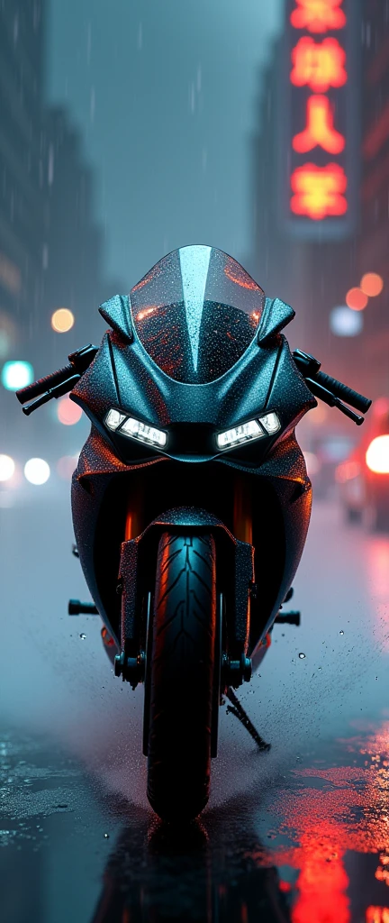 H2r bike in rainy night