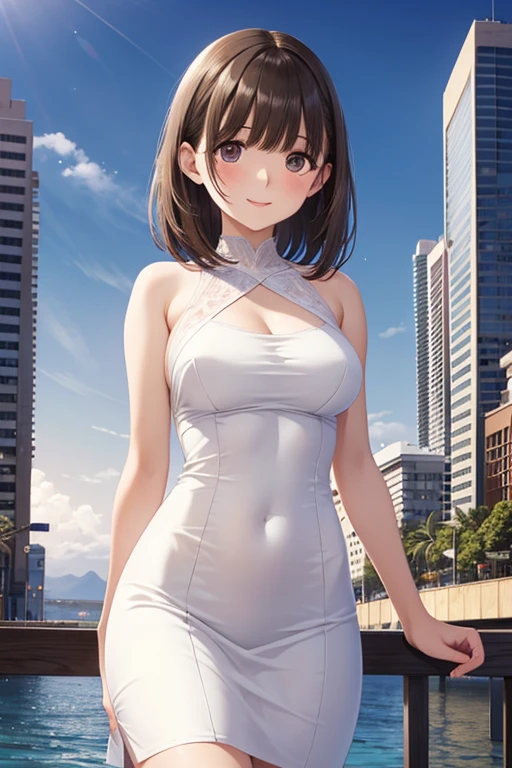 anegasaki nene、Shiny brown hair, short hair, (Beautiful brown eyes、Sparkling eyes, Fine grain)、smile、Ultra-detailed eyes、Highly detailed face, Highly detailed eyes,


1 Woman Standing, /(Floral pencil dress/), /(Brown Hair/) bangs, 赤面する優しいsmile, (Masterpiece Top quality:1.2) Delicate illustrations, super detailed,  Lower your arms BREAK /(Hawaii cityscape/), Detailed Background