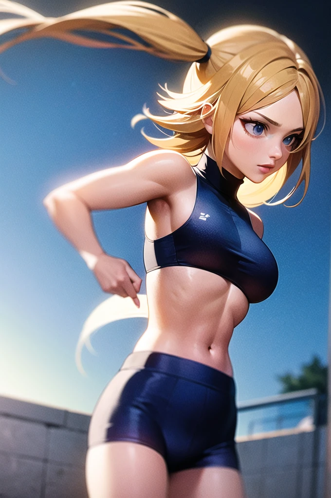 20yo, highres, masterpiece, perfect ligthing, bloom, night, cinematic lighting, adult, perfect skin, female, ((looking at viewer:1.4)), soft light,
red lips, (eyeliner),realistic skin,beautiful face,
realistic, (photorealistic),
fit ass, natural breasts, blond hair, dynamic pose,
long shot,
volley_uniform, beach volley.