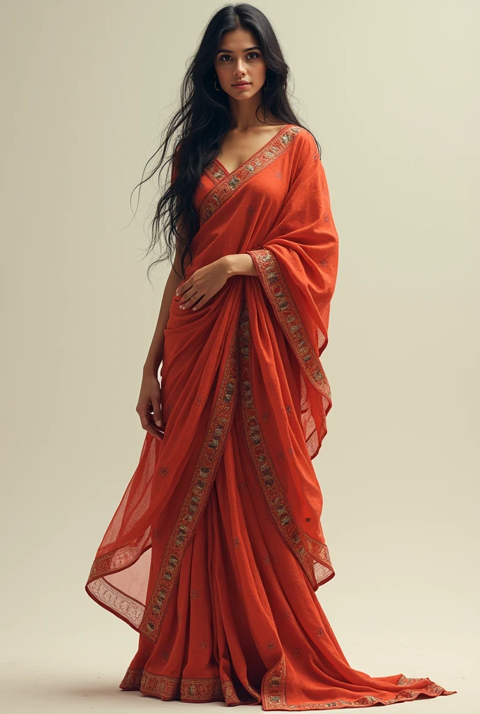 Indian woman standing in kurta only no pants