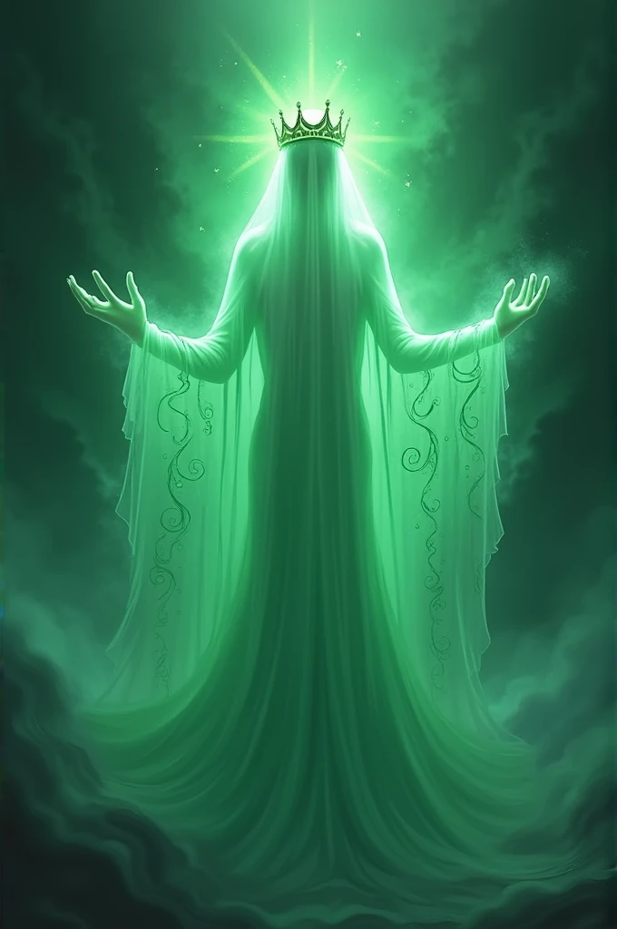 Ghost with crown green aura highlights
