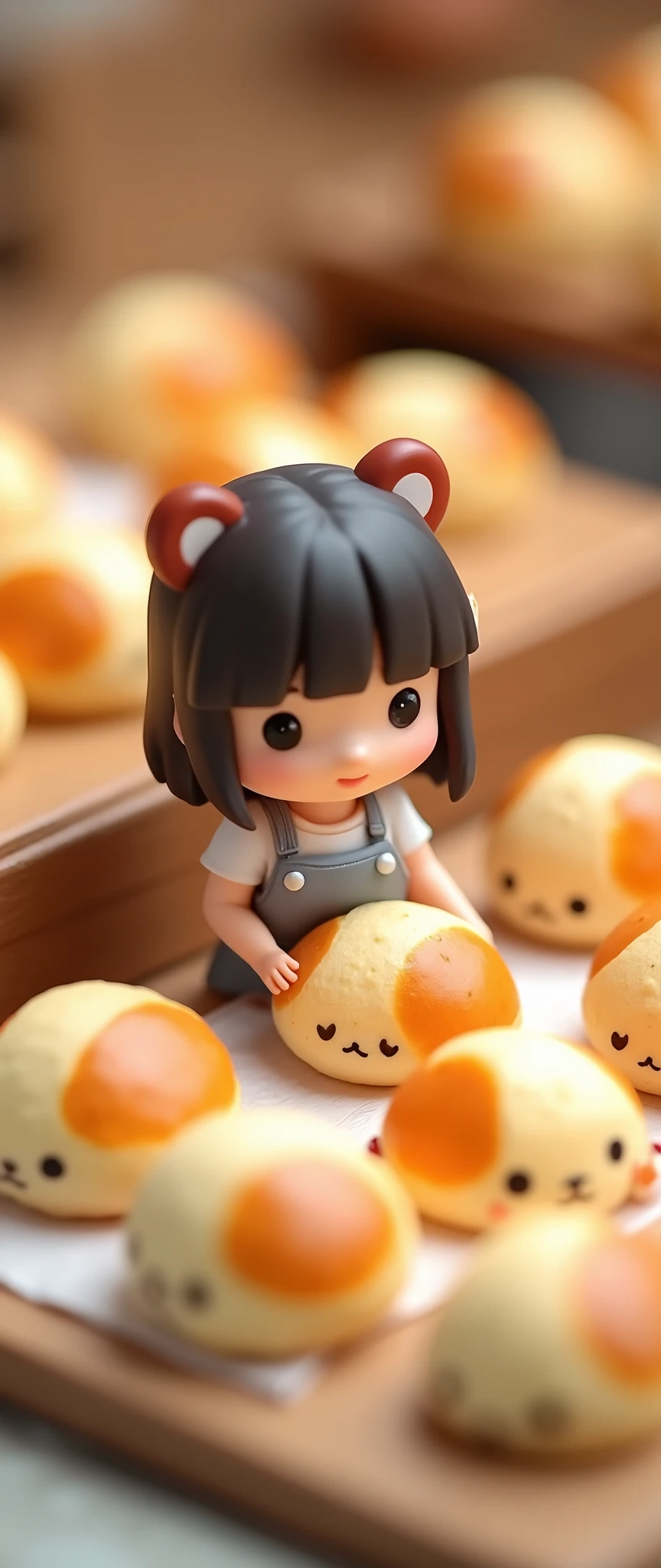 (masterpiece:1.2, Highest quality,Ultra-high resolution,Super detailed),8k,(wallpaper),(Photorealistic:2.0),(RAW Photos:2.0),(miniature plastic model:2.0),(Cute chibi woman working in a bakery:2.0),(The bakery has々A square arrangement of bread featuring small calico cat characters with relaxed expressions in the style of Rilakkuma.,Bakery Shop,Very simple design),(Isometric 3D diorama),Matte Paint