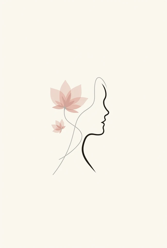 Make a female logo'Small petals and profile silhouette, Not so extensive、No coloring