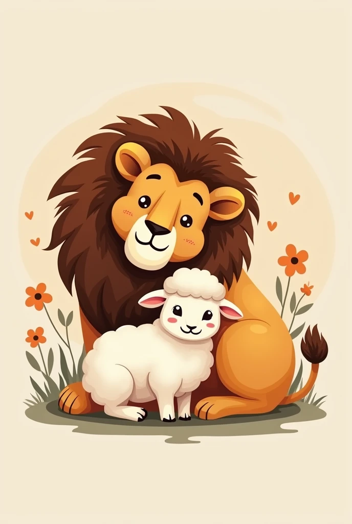 "lion hugging sheep" art logo design