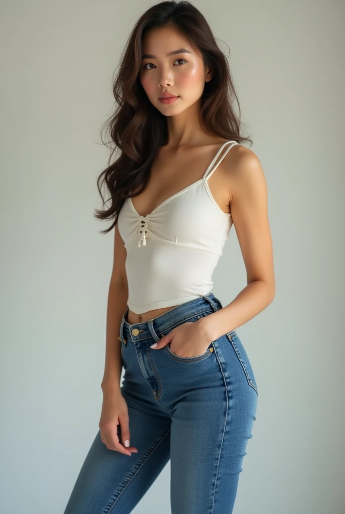 belle fille avec un jean moulant
