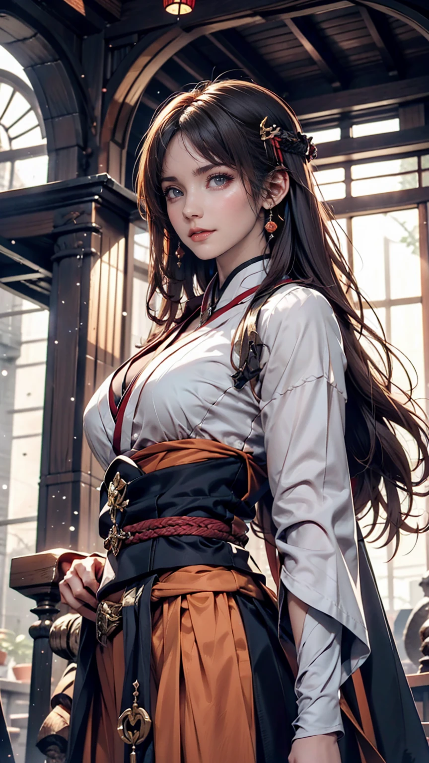 Japanese anime style. woman. middle ages. Europe. Fantasy. skirt. sword. Are standing. whole body. From below.