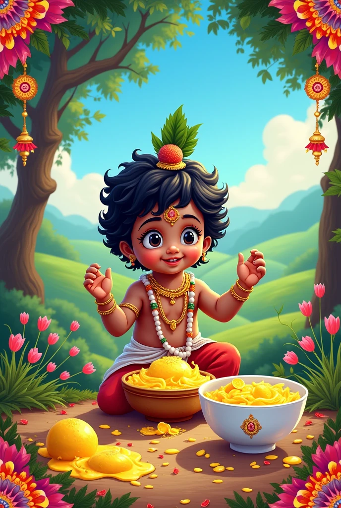 Bhagwan krishna makhan khate huye Janmashtami poster for
Computer institute 