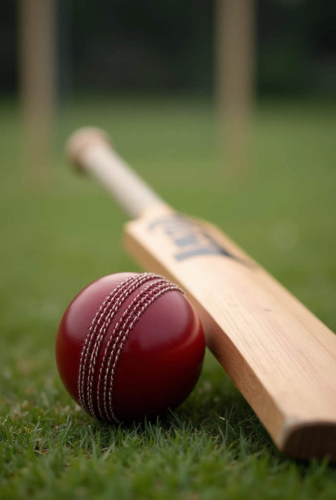 Cricket ball with bat