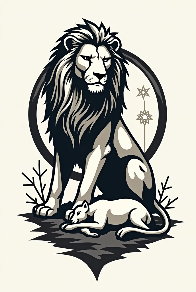 super cool art logo design "lion and lamb"