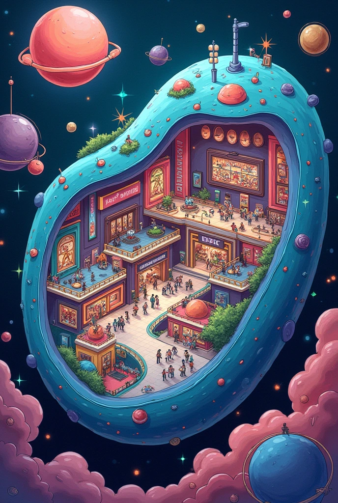 human cell as a mall drawing