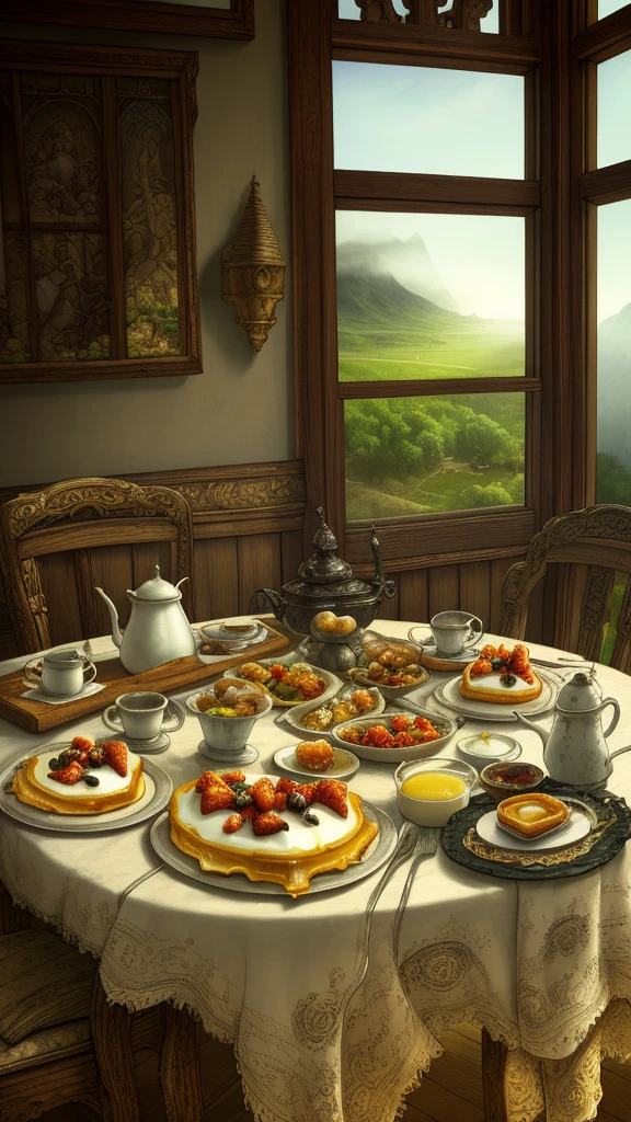 ((breakfast)), hdr, intricate, highly detailed, ]], (depth of field), epic realistic,mystical haze