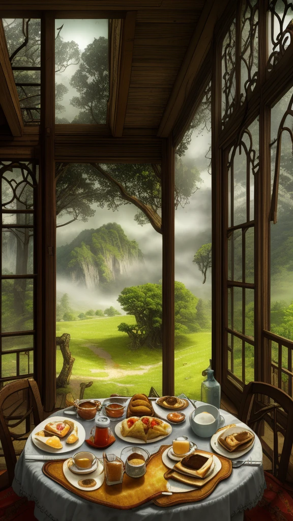 ((breakfast)), hdr, intricate, highly detailed, ]], (depth of field), epic realistic,mystical haze