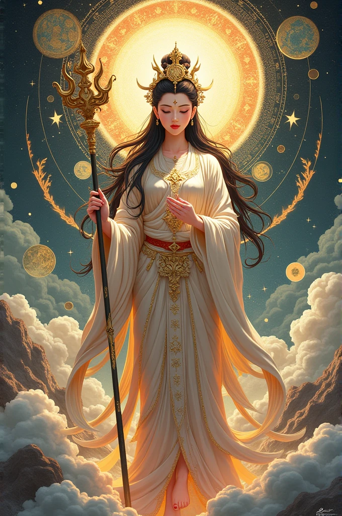 Kuan Yin with trident in one hand, Tantra,アニメ