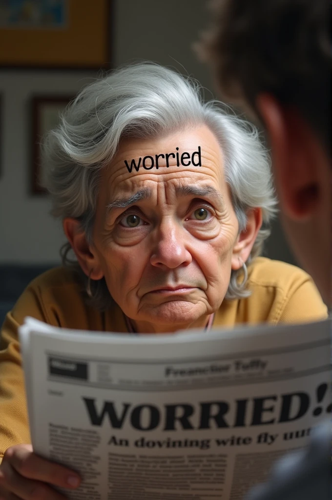 (peeking over the newspaper) E Jamai, tor ki hoise? Mukher upor urey likha “worried”! Ki porikkha diye aschhish