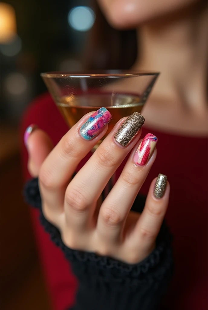 Make me nails ispired by cocktails