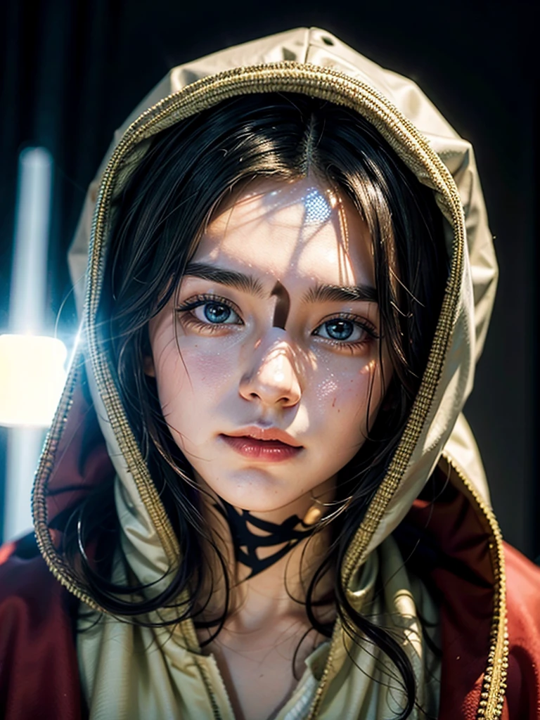 (JESUS WITH HIS FACE SHINING, AND A HOOD)