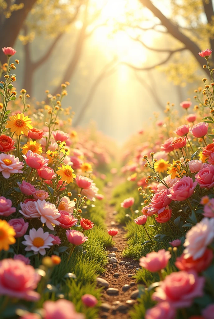Even in the gentle spring sunshine, the flowers are busy、Scattered violently