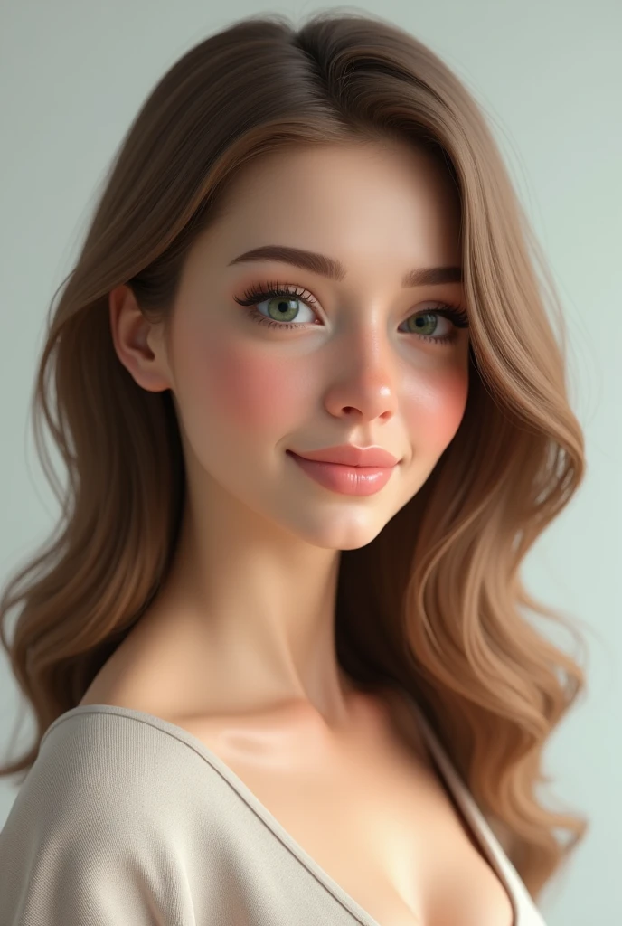 Create an ultra-realistic 3D model of a 2 European woman. She has a fair complexion with a sweet and friendly facial expression. Her hair is light brown, shoulder-length, and slightly wavy, complementing her bright green eyes. The model has a height of 169 cm and weighs 55 kg, with a slender and athletic build. Her bust size is large, and she has a well-proportioned body with an excellent figure. The model should maintain consistent facial and body features across all images, regardless of changes in pose, clothing, or setting. Focus on high-resolution, photorealistic details in her face, skin texture, and overall appearance. The model will be used in a variety of scenarios, so all generated images must reflect the same person with no deviations in her core attributes. Ensure the model exudes a natural, confident, and approachable vibe.ahegao, tounge spit