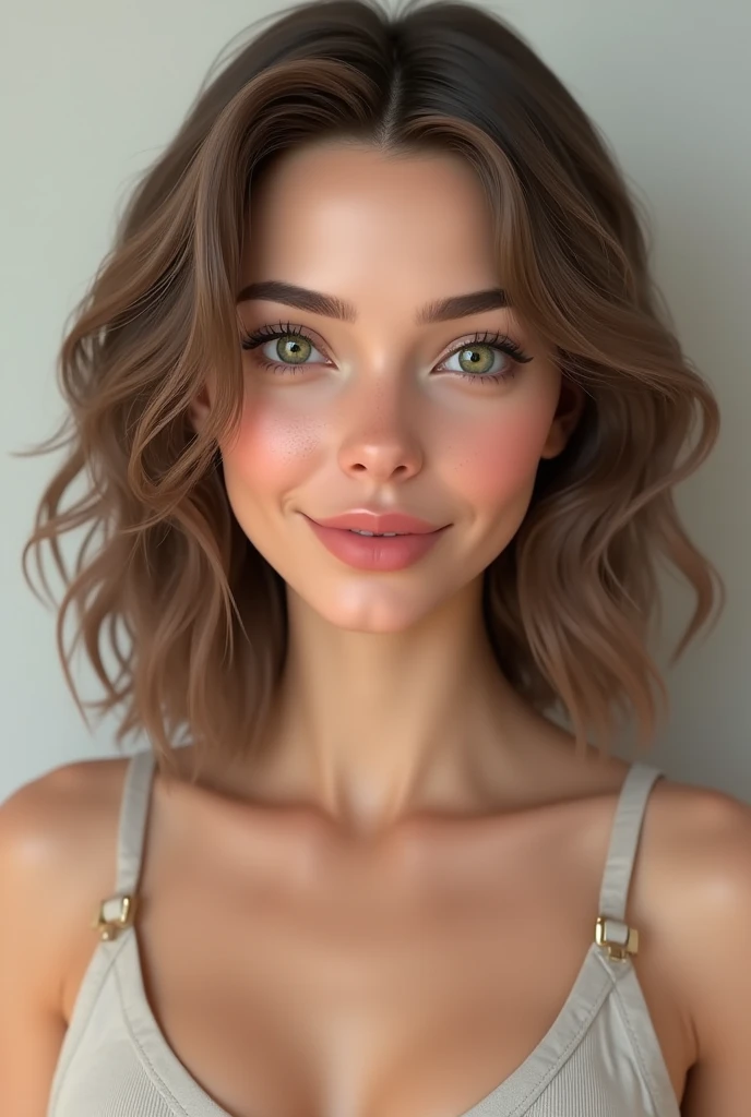 Create an ultra-realistic 3D model of a 2 European woman. She has a fair complexion with a sweet and friendly facial expression. Her hair is light brown, shoulder-length, and slightly wavy, complementing her bright green eyes. The model has a height of 169 cm and weighs 55 kg, with a slender and athletic build. Her bust size is large, and she has a well-proportioned body with an excellent figure. The model should maintain consistent facial and body features across all images, regardless of changes in pose, clothing, or setting. Focus on high-resolution, photorealistic details in her face, skin texture, and overall appearance. The model will be used in a variety of scenarios, so all generated images must reflect the same person with no deviations in her core attributes. Ensure the model exudes a natural, confident, and approachable vibe.ahegao, tounge out spit, füll Body topless