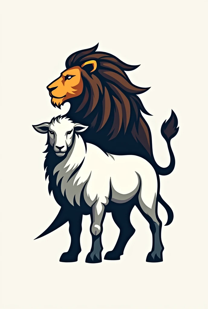 super art logo "lion and white sheep"