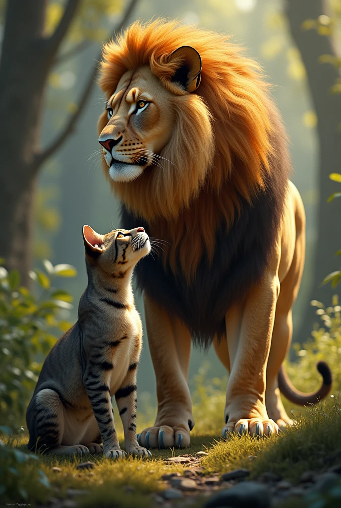 Lion with cat