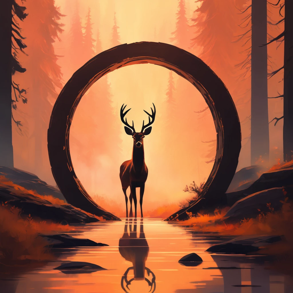 A deer in A portal see the wildfire