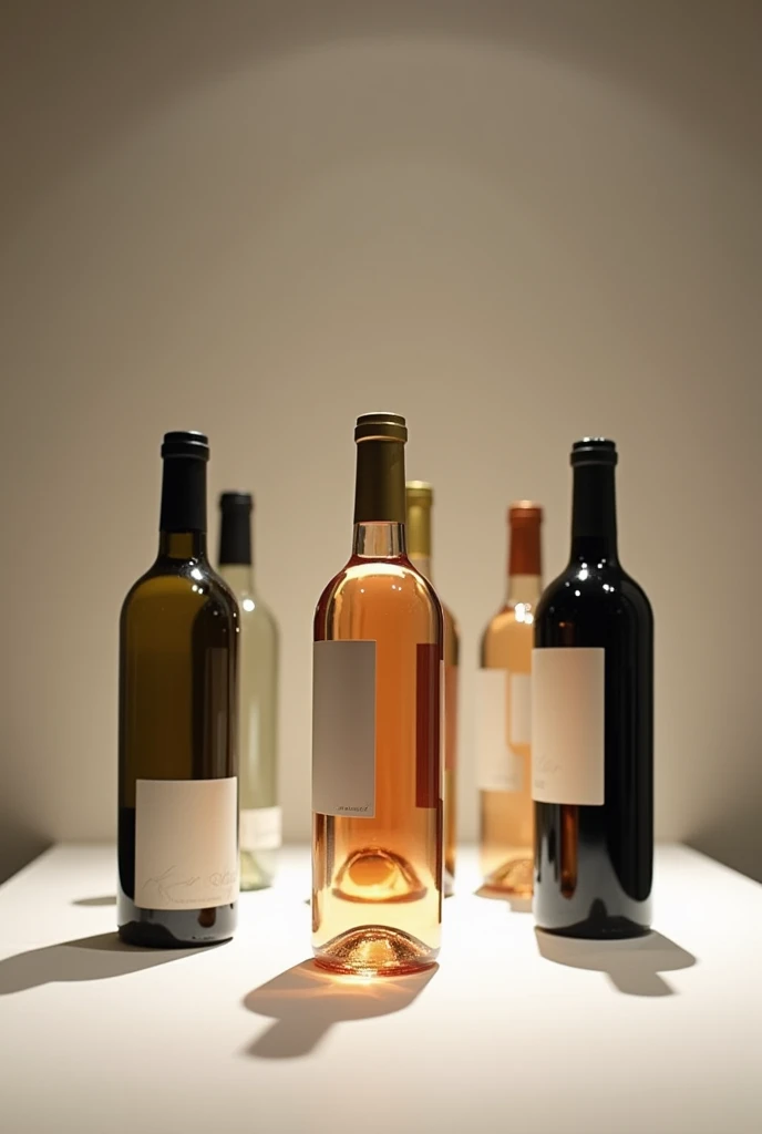 Please create a showcase,There are six wine bottles arranged in a chaotic manner.,These six designs are similar,It's hard to tell the difference