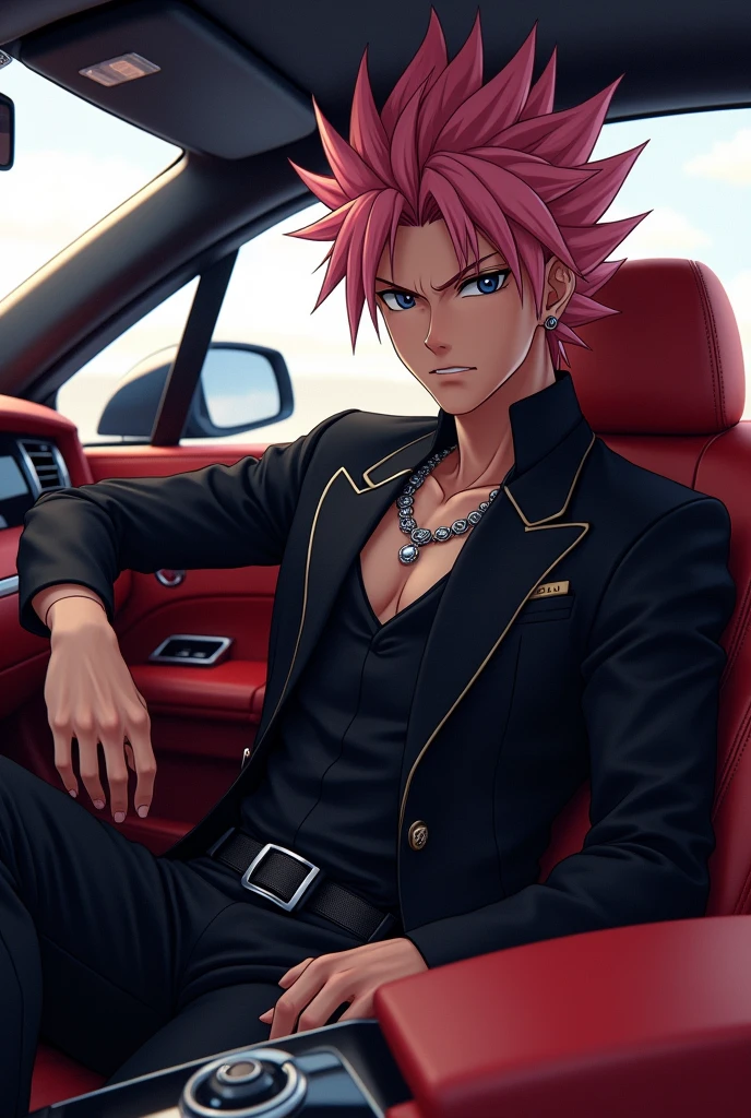 Natsu de fairy tail en Gucci ???? dans une Rolls-Royce 
