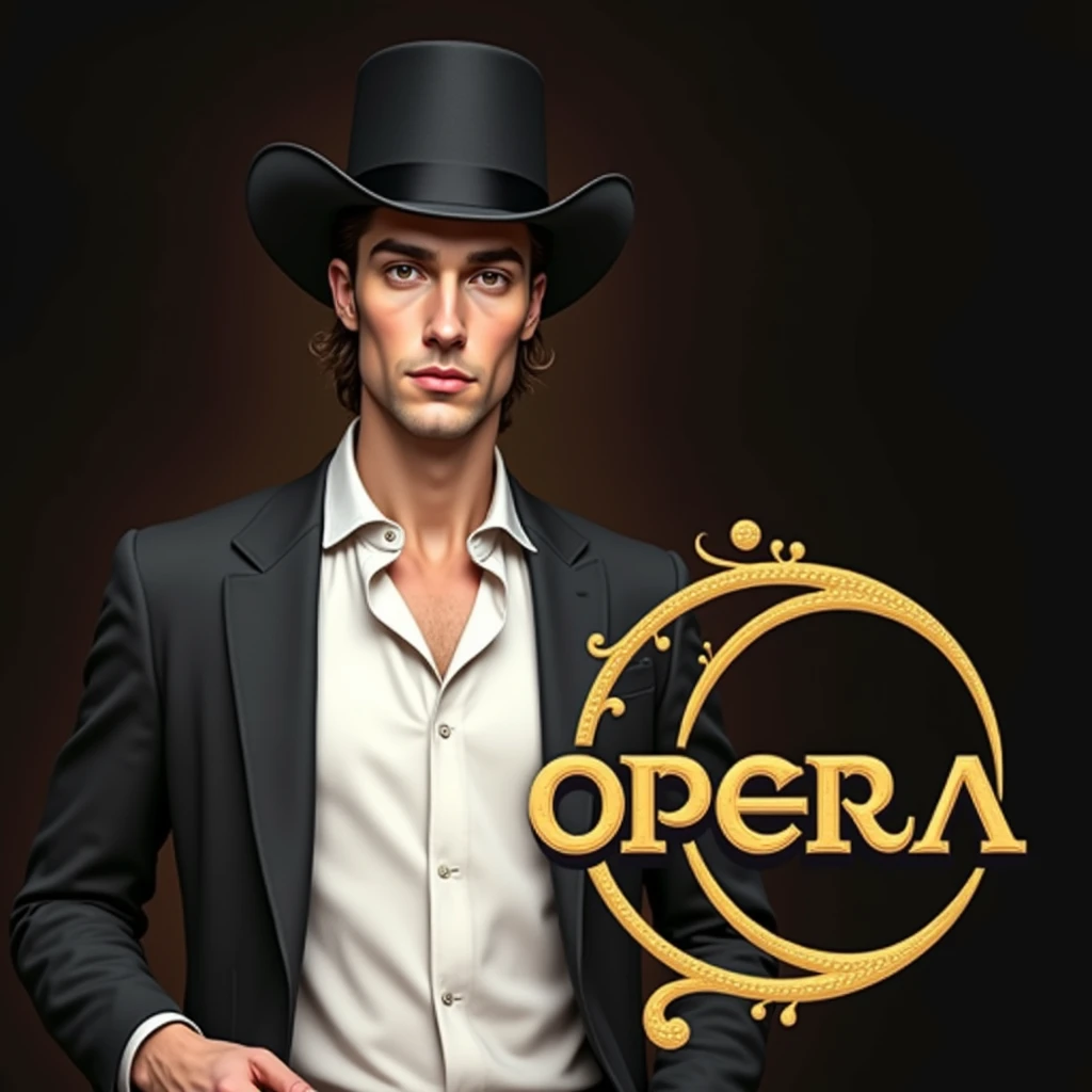 a close up of a man wearing a hat and a suit, opera, opera, album art, official artwork, promo art, online casino logo, detailed image, decorated with opera motifs, alen kopera, thomasz alen kopera, profile image, a beautiful detailed orixa, eora, oda non, official fanart, by Elena Guro