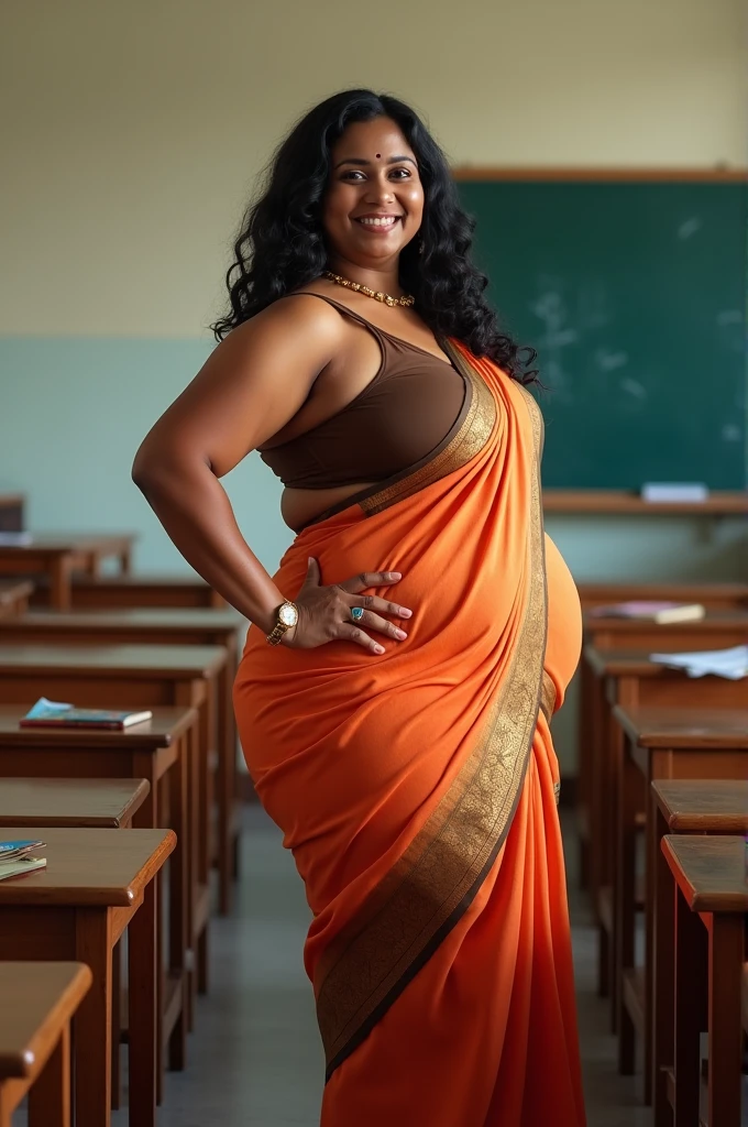 Short thick ass indian teacher is flexing her ass and standing at classroom