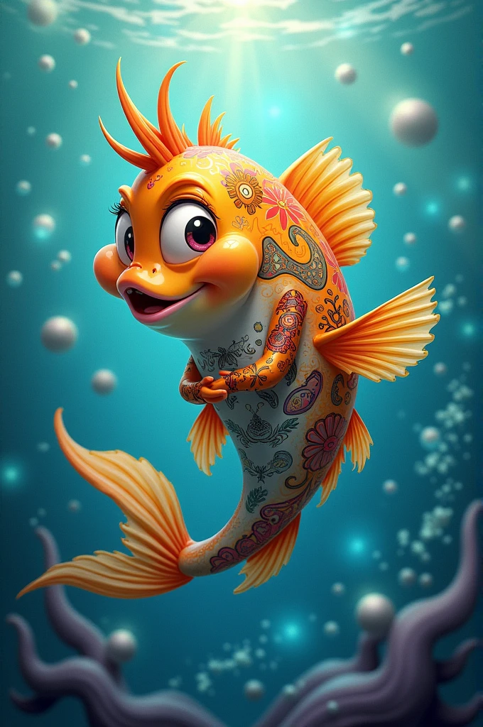 Fish holding a fish tattoo