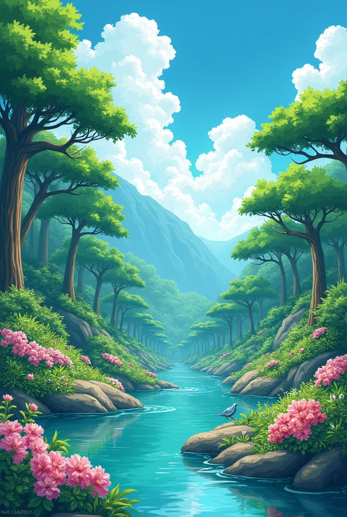 Raw anime style poster background with environmental cleanliness theme size a3