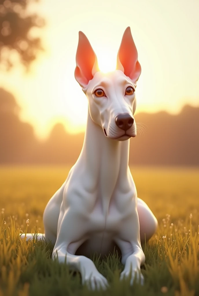 White dog dobotic background sun light