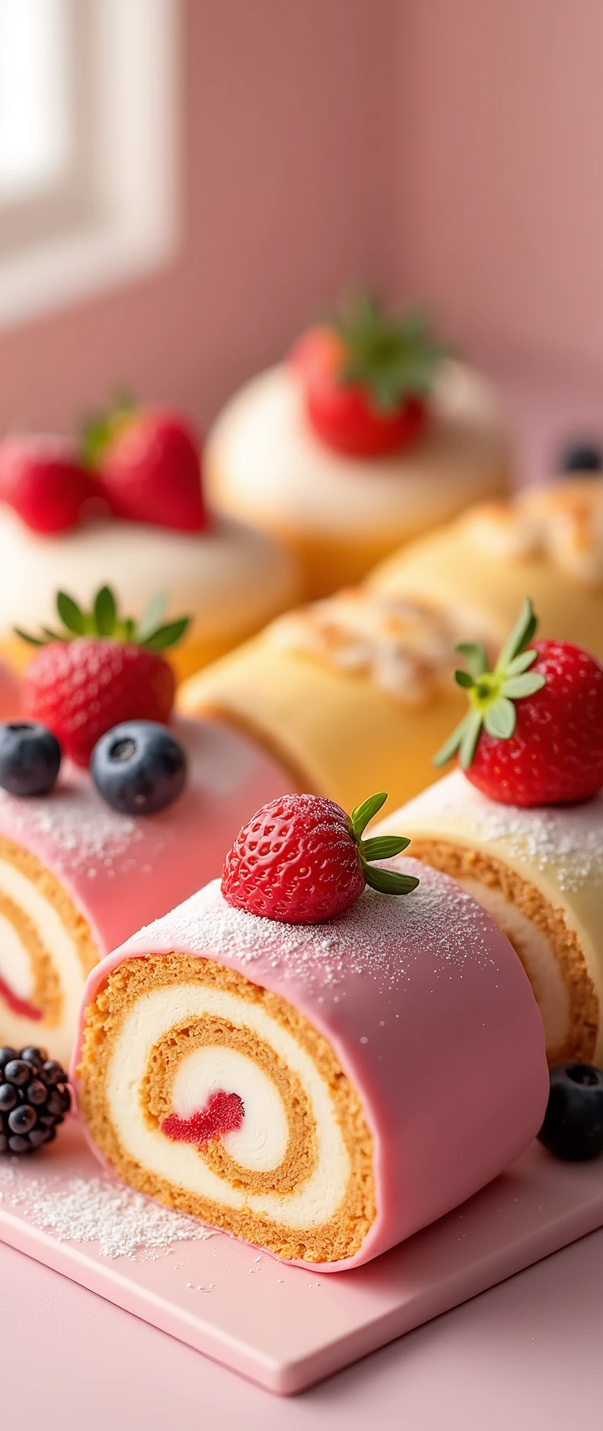 (masterpiece:1.2, Highest quality,Ultra-high resolution,Super detailed),8k,(wallpaper),(Photorealistic:2.0),(RAW Photos:2.0),(Plastic Models:2.0),(Cake shopで働くちびキャラのかわいい女性Pastry chef:2.0),(Cake shopには様々Roll cakes made with various fruits are arranged in a square shape.,Cake shop,Pastry chef,Very simple design),(Isometric 3D diorama:2.0),Matte Paint
