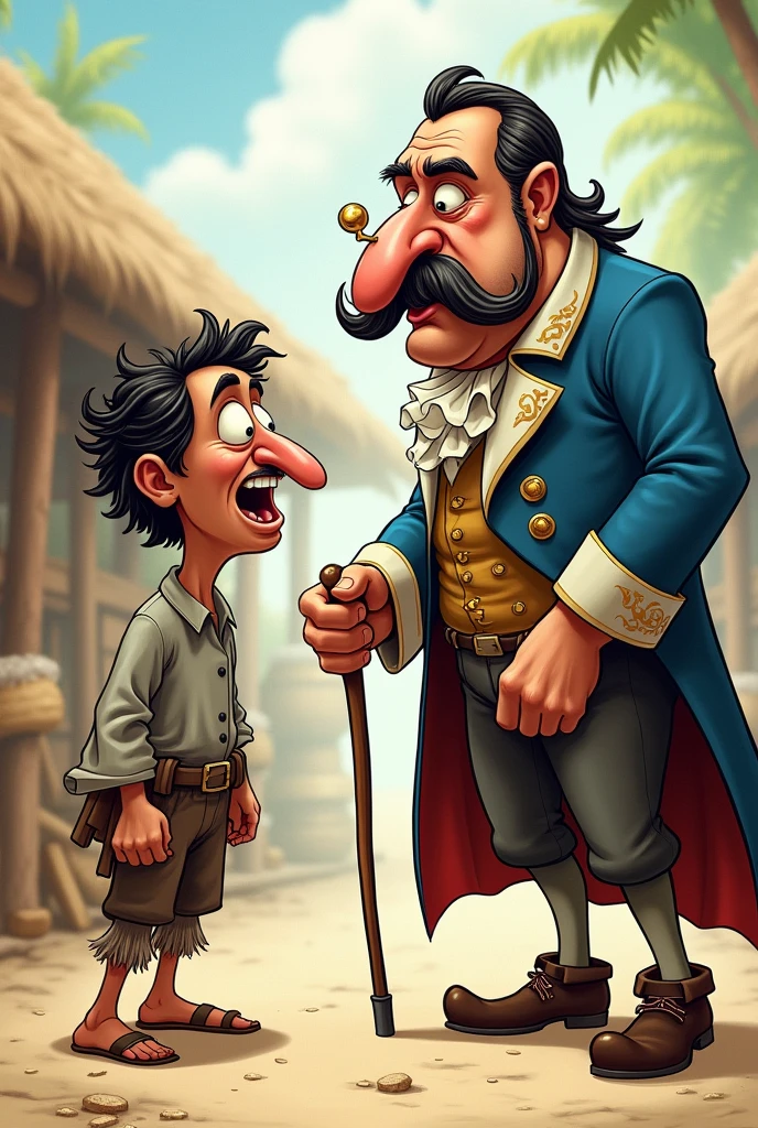 A cartoon caricature of the English demanding money from a colonist. Like this but easier and more animated.